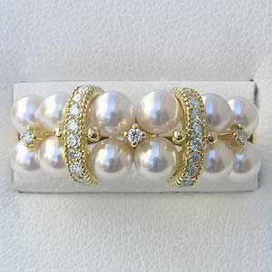 パールリング 普段使い パール リング k18 18金 ダイヤモンド ゴールド