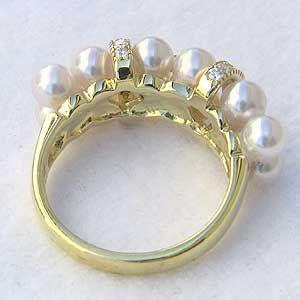 パールリング 普段使い パール リング k18 18金 ダイヤモンド ゴールド