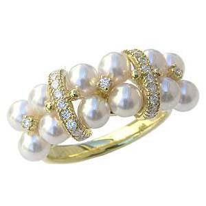 パールリング 普段使い パール リング k18 18金 ダイヤモンド ゴールド