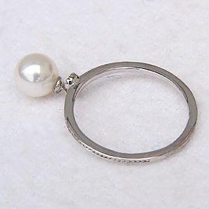 パールリング 普段使い パール リング k18 k18 18金 あこや真珠 ダイヤモンド ホワイトゴールド ピンキー あこや 送料無料 プレゼント ギフト 自分買い puの画像