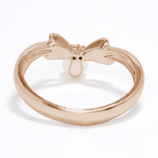 パール リング カジュアル k10 10金 10k ピンクゴールド リボン