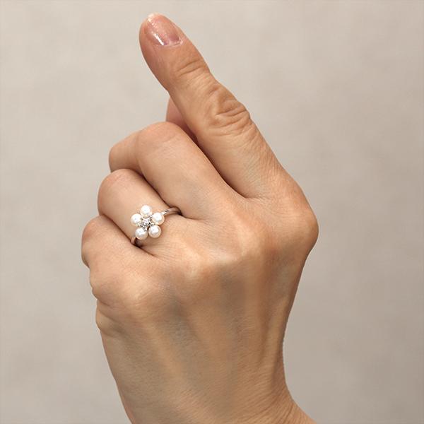 パール リング カジュアル k10 10k 10金 ホワイトゴールド 真珠リング