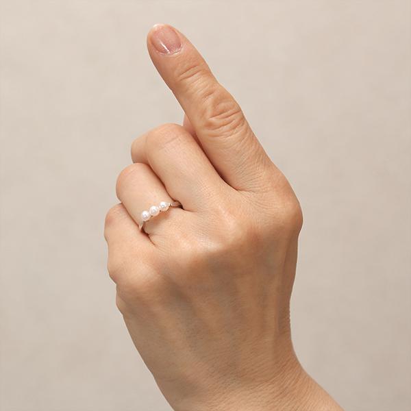 １６号　ベビーパールリング 楽天市場】【MIKIMOTO】ミキモト K18 3Pベビーパール リング 16