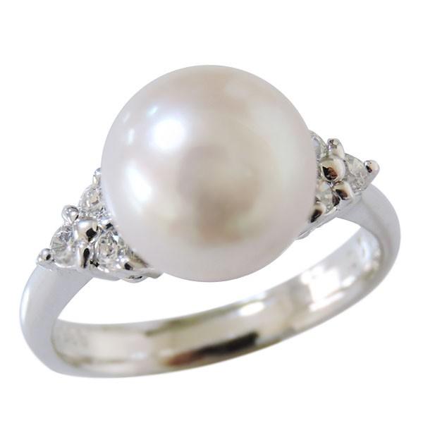 パール リング 普段使い プラチナ 真珠指輪 本真珠 あこや オーロラ花