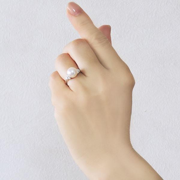 パール リング 普段使い プラチナ 真珠指輪 本真珠 あこや オーロラ花