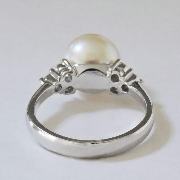 パール リング 普段使い プラチナ 真珠指輪 本真珠 あこや オーロラ花