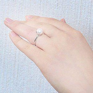 パールリング 普段使い パール リング 真珠リング レディース あこや真珠 k10 ホワイトゴールド あこや 冠婚葬祭 保証書付 プレゼント ギフト 自分買い puの画像