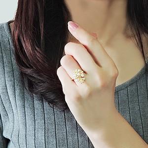 パール リング 普段使い 真珠指輪 k18 18金 18k イエローゴールド 