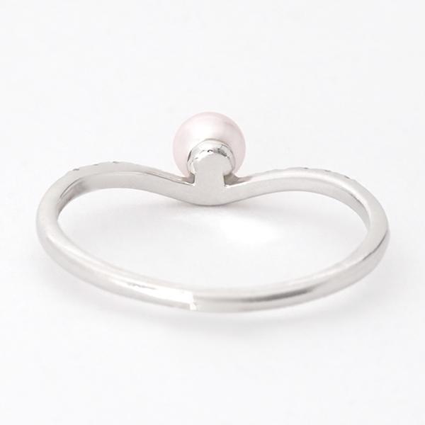 パール リング カジュアル k18 18k 18金 ホワイトゴールド V字リング