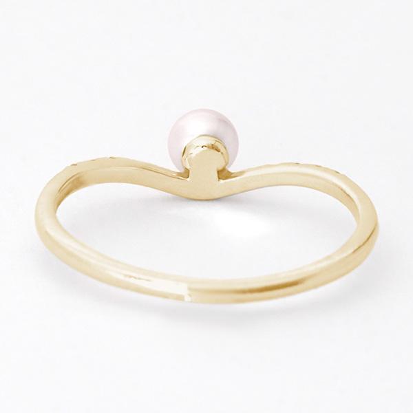 18k ビッグパールリング　イエローゴールド パール リング カジュアル k10 10k 10金 イエローゴールド V字