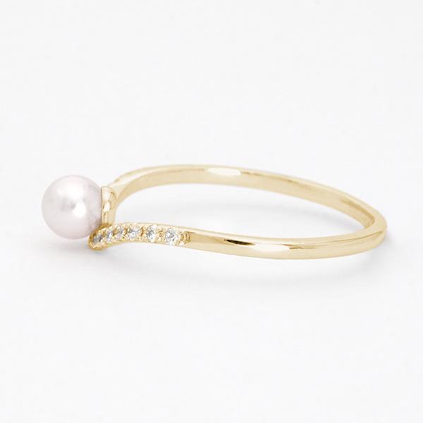 パール リング カジュアル k10 10k 10金 イエローゴールド V字