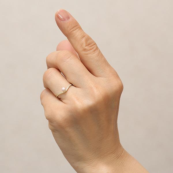 エンメ　emme 10k ゴールド ピンキーリング　アコヤ　ベビーパール ベビーパール・ハーフエタニティ・ピンキーリング | Moon Label