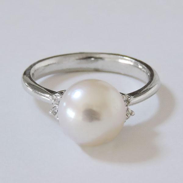 パール リング 普段使い プラチナ 真珠指輪 本真珠 あこや オーロラ花