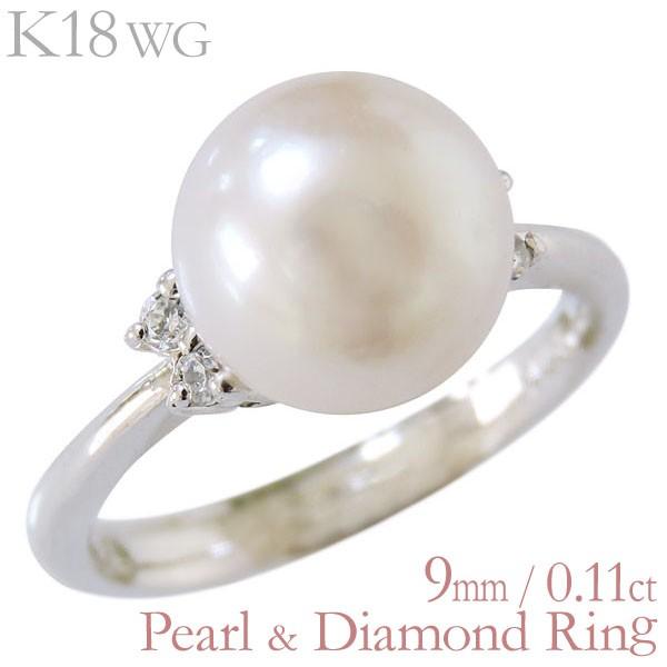 K18 ホワイトゴールド　パール　ダイヤ　リング　指輪 パール リング 普段使い k18 18k 18金 ホワイトゴールド 真珠指輪