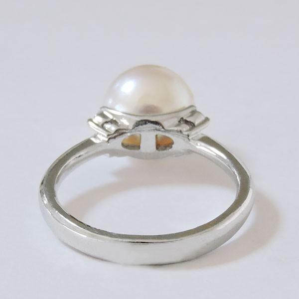 パール リング 普段使い k18 18k 18金 ホワイトゴールド 真珠指輪