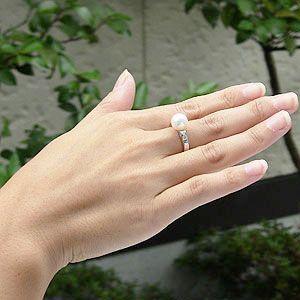 パールリング 普段使い パール リング レディース あこや真珠 ダイヤモンド k10 ホワイトゴールド 冠婚葬祭 送料無料 プレゼント ギフト ご褒美 自分買い puの画像