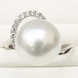 パール 指輪 真珠 リング 南洋真珠 ホワイトゴールドダイヤモンド