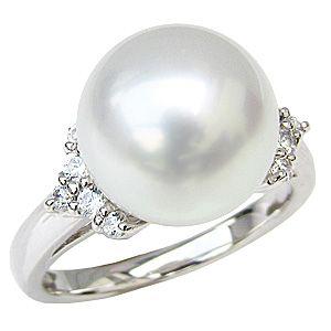 パール 指輪 真珠 リング 南洋真珠 ホワイトゴールド ダイヤモンド