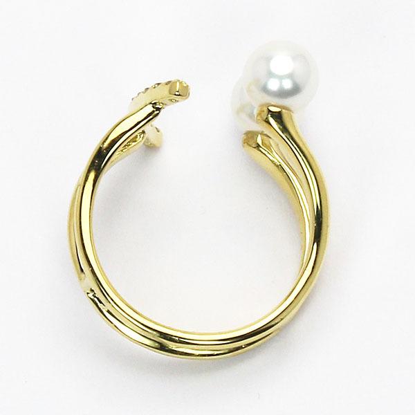 パール リング 真珠 指輪 レディース フォークリング ダイヤモンド