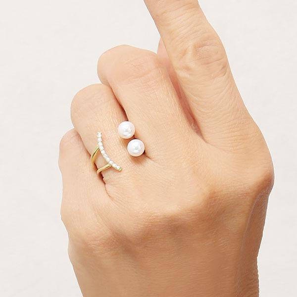 ち*こ様 MARIHA フォークリング　18k ダイヤ　パール パール リング 真珠 指輪 レディース フォークリング ダイヤモンド
