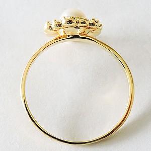 パールリング 普段使い パール リング k18 k18 18金 指輪 真珠 ダイヤモンド 18K イエローゴールド 送料無料 プレゼント ギフト ご褒美 自分買い puの画像