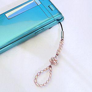 ストラップ 真珠 パール 淡水真珠 携帯ストラップ スワロフスキー 八の