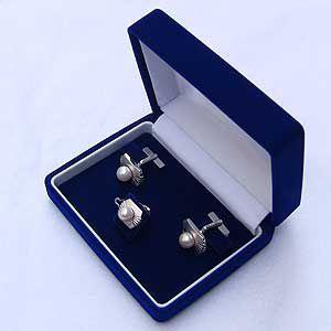 ネクタイ留 カフスセット用 ネイビー タイピン タイタック