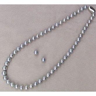 パール ネックレス 真珠ネックレス イヤリング ピアス セット真珠 あこや アコヤ 7.5-8mm グレー系 冠婚葬祭 送料無料 レディース プレゼント ギフトの画像