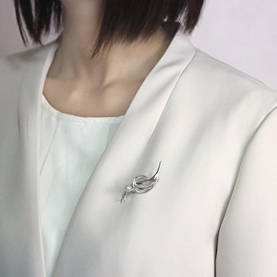 本真珠 あこやパール ブローチ フォーマル セレモニー 冠婚葬祭 パーティー シルバー製 国産 上品 新生活 就職祝い 母の日 プレゼント ギフト包装無料の画像