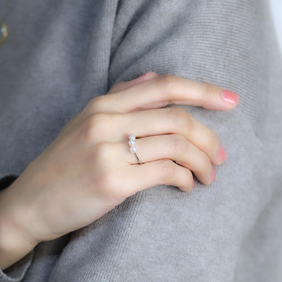 パール リング ユニセックス 本真珠 あこや アコヤ 指輪 ダイヤモンド