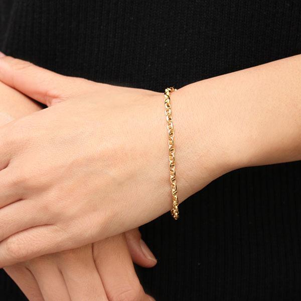ブレスレット バングル 18金 18k イエローゴールド チェーンブレスレット ゴールドブレスレット デザインブレス ユニセックス プレゼント ギフト 自分買いの画像