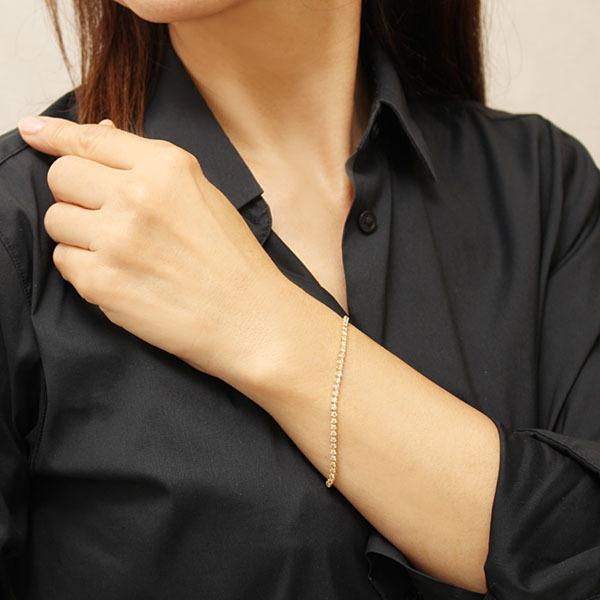 イエローゴールド ダイヤモンドブレスレット 1.00カラット テニスブレスレットフルエタニティーダイヤモンド1.00カラット
