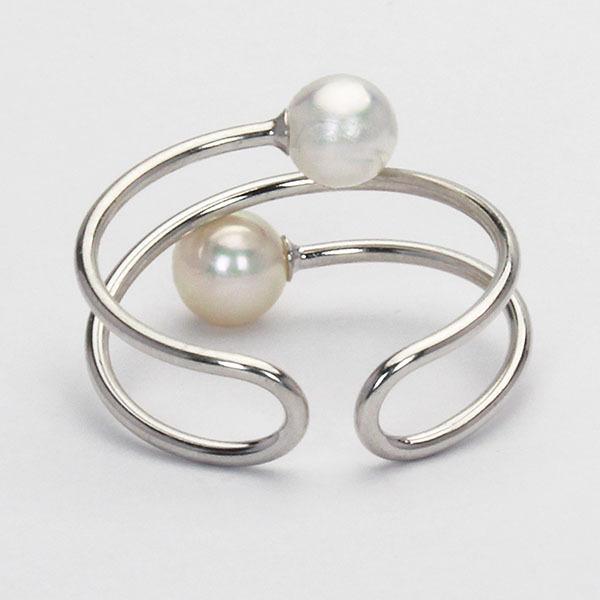 イヤーカフ イヤカフ 18k 18金 ホワイトゴールド パール 真珠 本真珠 片耳用 ユニセックス イヤーカフス ウェアリング イヤリング プレゼント ギフト puの画像