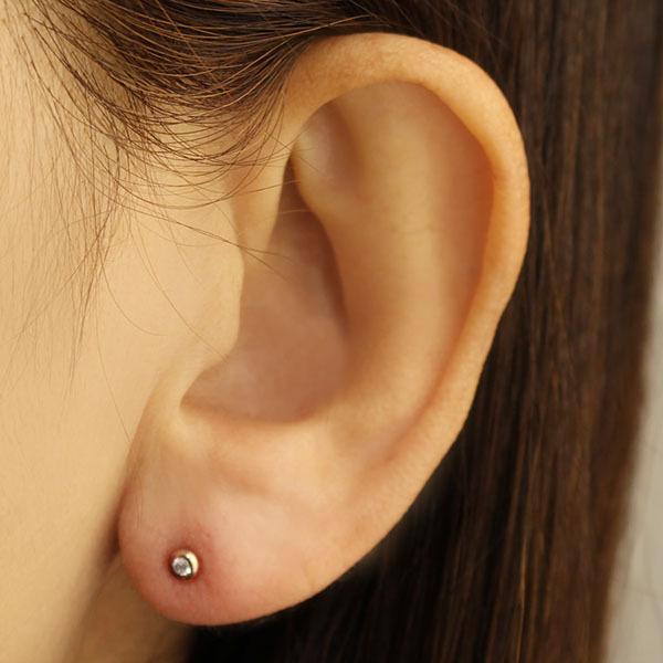 ダイヤモンド ピアス ダイヤピアス スタッドピアス シンプル ピンクゴールド 18金 k18 18k ペア ユニセックス 送料無料 プレゼント ギフト 自分買い pu