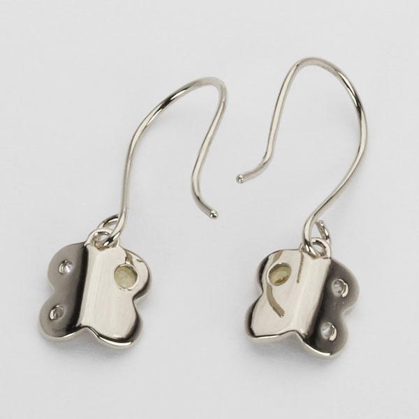ダイヤモンド ピアス フックピアス ダイヤピアス ペリドット バタフライ 蝶 18k 18金 ホワイトゴールド 送料無料 ペア ユニセックス プレゼント 自分買い puの画像