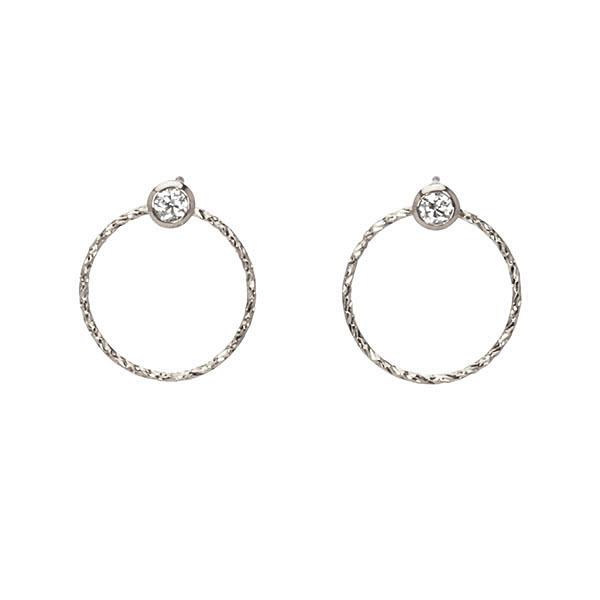ピアス ダイヤモンドピアス ダイヤモンド スタッド k18 18k 18金 ホワイトゴールド サークル ユニセックス 送料無料 プレゼント ギフト ご褒美 自分買い puの画像