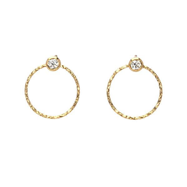 ピアス ダイヤモンドピアス ダイヤモンド スタッド k18 18k 18金 イエローゴールド サークル ユニセックス 送料無料 プレゼント ギフト ご褒美 自分買い puの画像