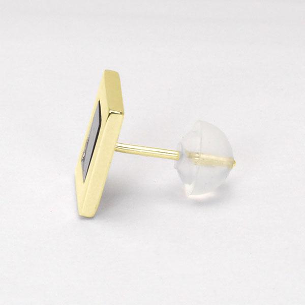 オニキス ピアス オニキスピアス 片耳用 スタッドピアス k18 イエローゴールド スクエア 四角 ユニセックス 送料無料 プレゼント ギフト ご褒美 自分買い puの画像