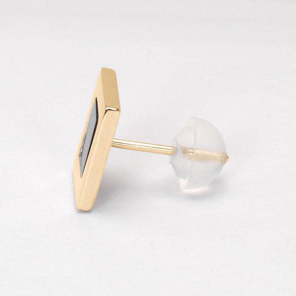 ピアス オニキス オニキスピアス 片耳用 スタッドピアス k18 ピンクゴールド スクエア 四角 ユニセックス 送料無料 プレゼント ギフト ご褒美 自分買い puの画像