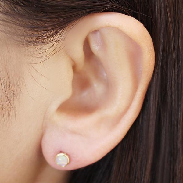 オパール ピアス スタッドピアス k18 イエローゴールド 18金 18k 10月