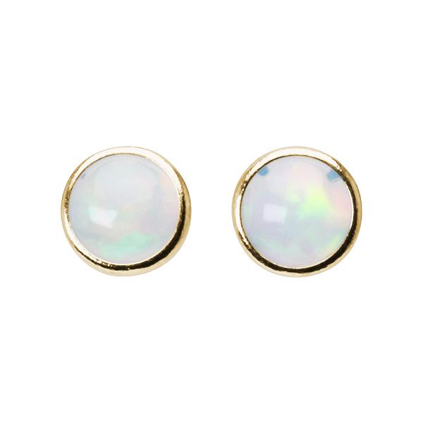 天然オパール　K18(18金イエローゴールド) スタッドピアス　ソーティング付き オパール ピアス スタッドピアス k18 イエローゴールド 18金 18k 10月