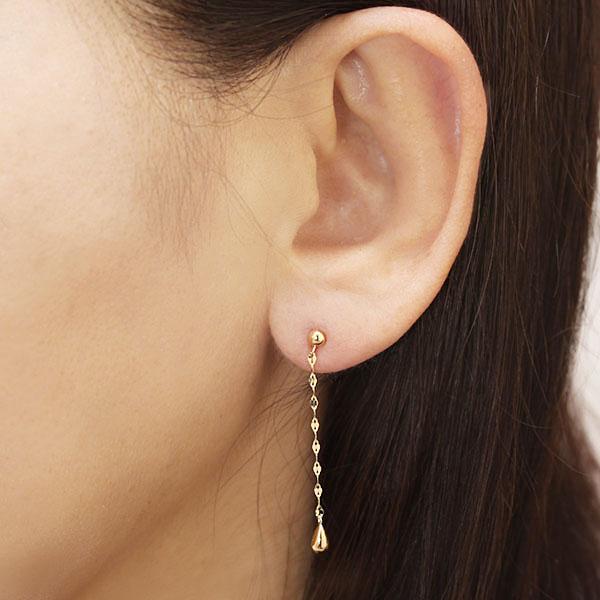 ピアス チェーンピアス k18 18k 18金 イエローゴールド スタッド