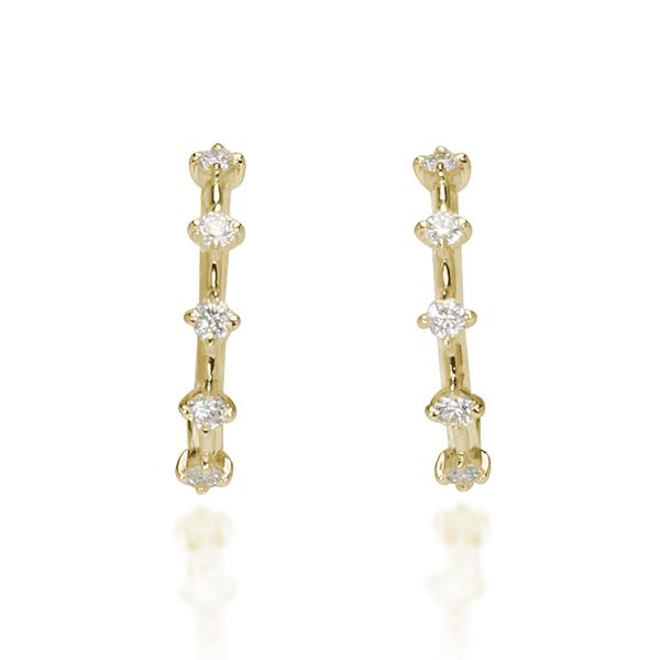 ピアス ダイヤモンドピアス ダイヤ フープ風ピアス スタッドピアス k18 18k 18金 イエローゴールド ユニセックス 送料無料 プレゼント ギフト 自分買い puの画像