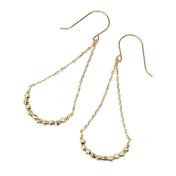 ピアス ユニセックス チェーンピアス フックピアス 揺れる イエローゴールド k10 ミラーボール ゴールドピアス 地金 送料無料 プレゼント ギフト 自分買い