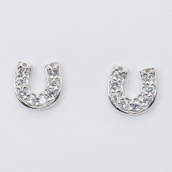 ピアス ダイヤモンド ダイヤピアス ダイヤ ホースシュー 馬蹄 プラチナ スタッドピアス 送料無料 ユニセックス ペア プレゼント ギフト ご褒美 自分買い puの画像