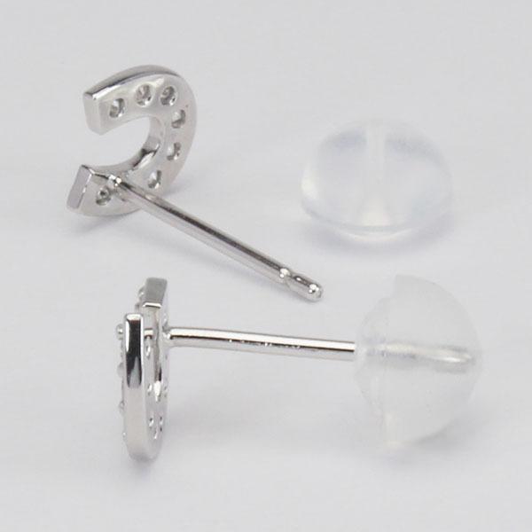 ピアス ダイヤモンド ダイヤピアス ホースシュー 馬蹄 k18 18k 18金 ホワイトゴールド スタッドピアス 送料無料 ユニセックス プレゼント ギフト 自分買い puの画像