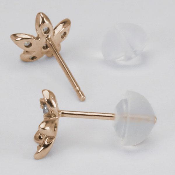 ピアス ダイヤモンド ダイヤピアス ダイヤ スタッドピアス フラワー 花 18金 k18 18k ピンクゴールド ペア ユニセックス 送料無料 プレゼント ギフト puの画像