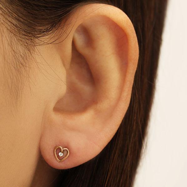 ハート ピアス ハートピアス ダイヤモンドピアス ダイヤピアス スタッドピアス 18金 k18 18k ピンクゴールド 送料無料 ユニセックス プレゼント 自分買い