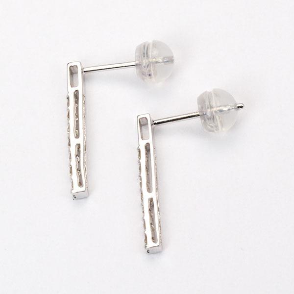 ピアス ダイヤモンド ダイヤ スタッドピアス バーピアス 18金 k18 18k ホワイトゴールド ユニセックス 送料無料 プレゼント ギフト ご褒美 自分買い puの画像