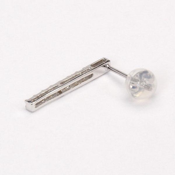 ピアス ダイヤモンド ダイヤ スタッドピアス バーピアス 18金 k18 18k ホワイトゴールド ユニセックス 送料無料 プレゼント ギフト ご褒美 自分買い puの画像